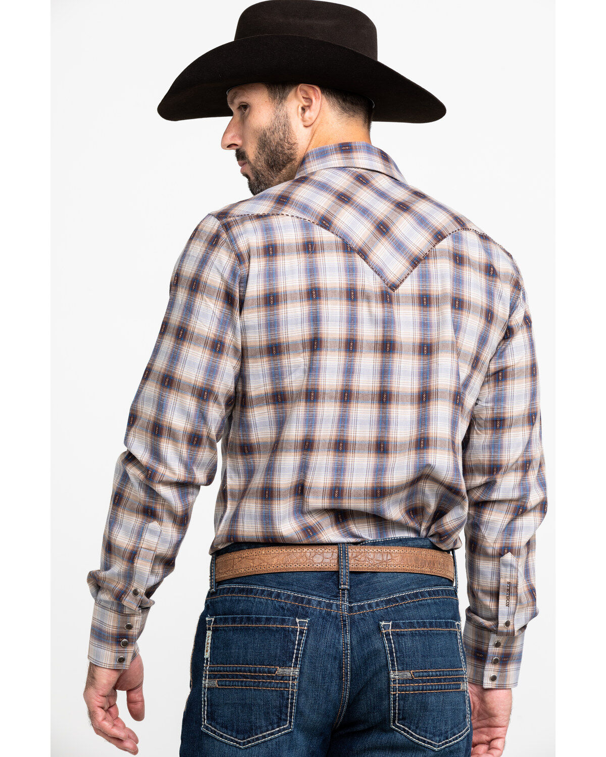 Image #2 - Stetson Men's Dobby Med Plaid Long Sleeve Western Shirt, , hi-res