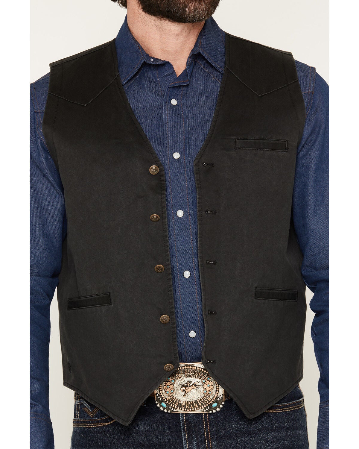 Image #3 - Cody James Men's Pancho Villa Oil Skin Vest, Black, hi-res