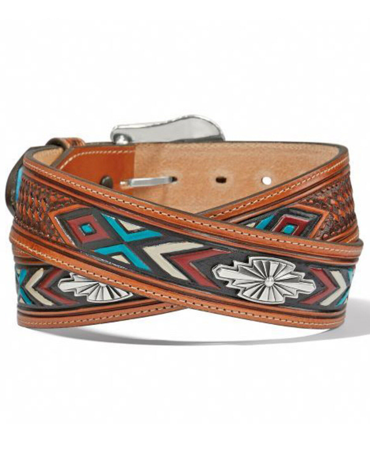 Image #3 - Justin Men's Sierra Sunrise Leather Belt, Brown, hi-res