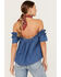 Free People Women's Maxine Top, Medium Wash, hi-res