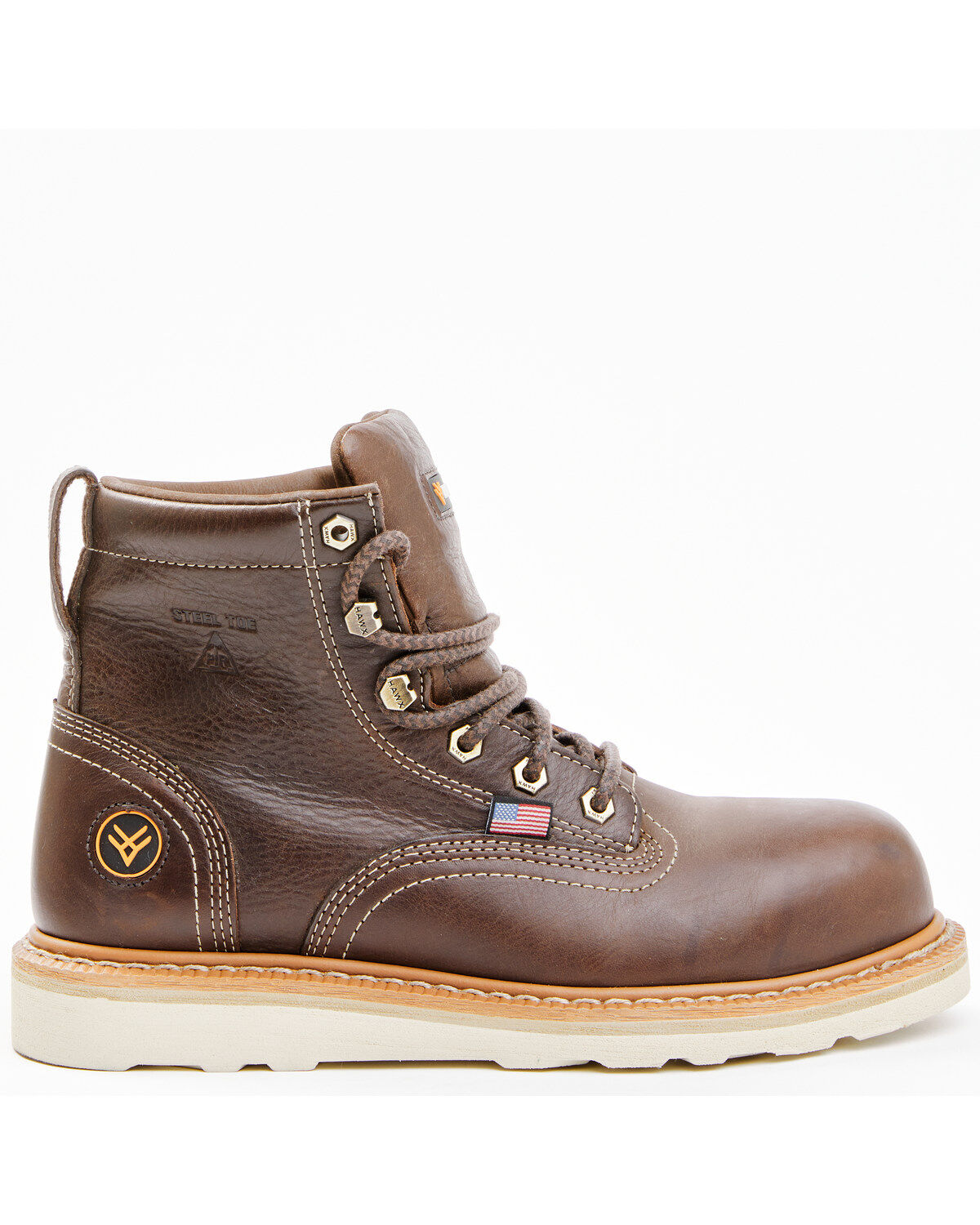 Image #2 - Hawx Men's USA Wedge Value Work Boots - Steel Toe, Brown, hi-res