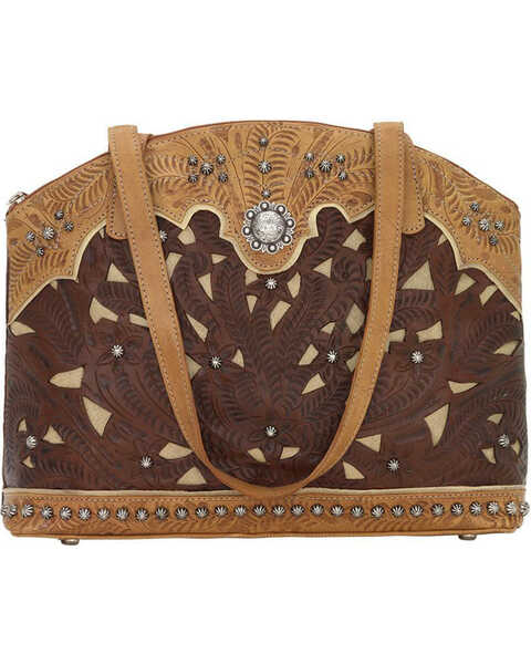 American West Women's Annie's Conceal Carry Half Moon Purse , Chestnut, hi-res