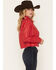 Image #2 - Wrangler Women's Slim Seamed Faux Leather Jacket, Red, hi-res