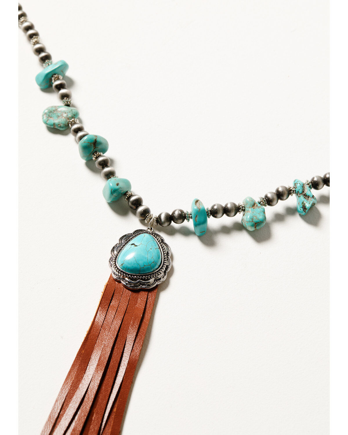 Image #2 - Cowgirl Confetti Women's Stir It Up Beaded Turquoise Tassel Necklace, Brown, hi-res