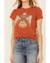 White Crow Women's Flocked Thunderbird Graphic Rolled Cuff Short Sleeve Tee , Rust Copper, hi-res