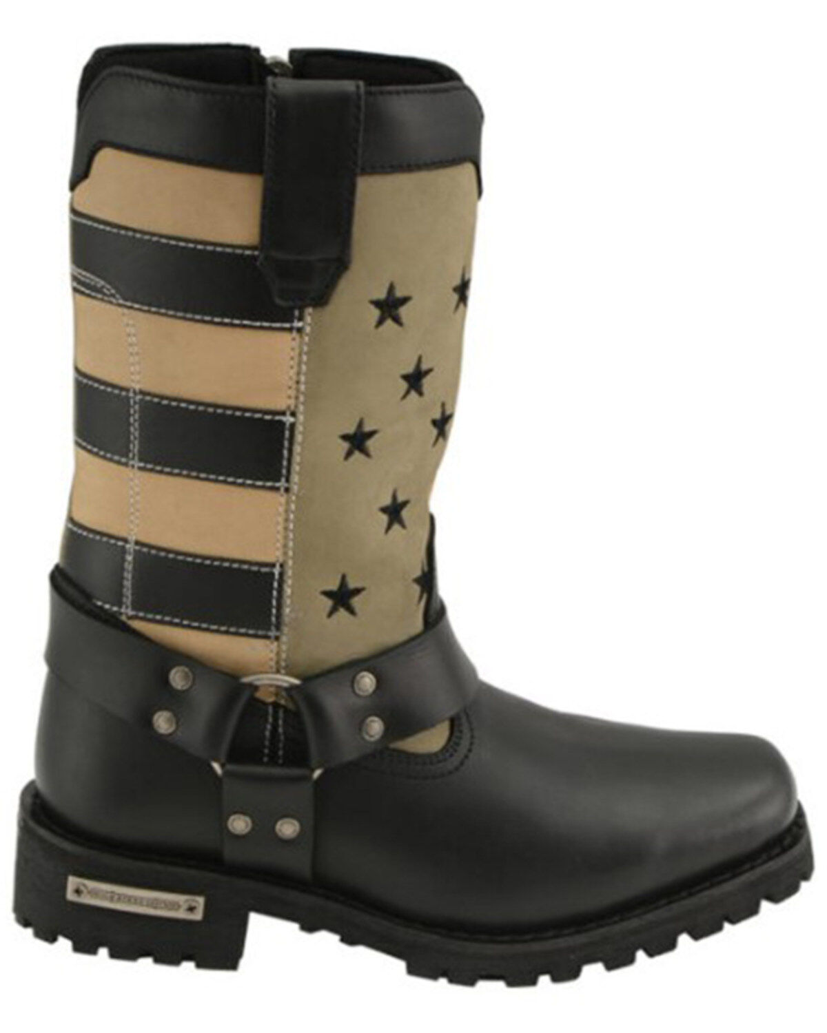 Image #2 - Milwaukee Leather Women's Stars & Stripes Harness Motorcycle Boots - Square Toe, Black, hi-res