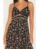 Image #3 - Angie Women's Floral Print Knot Front Midi Dress, Black, hi-res