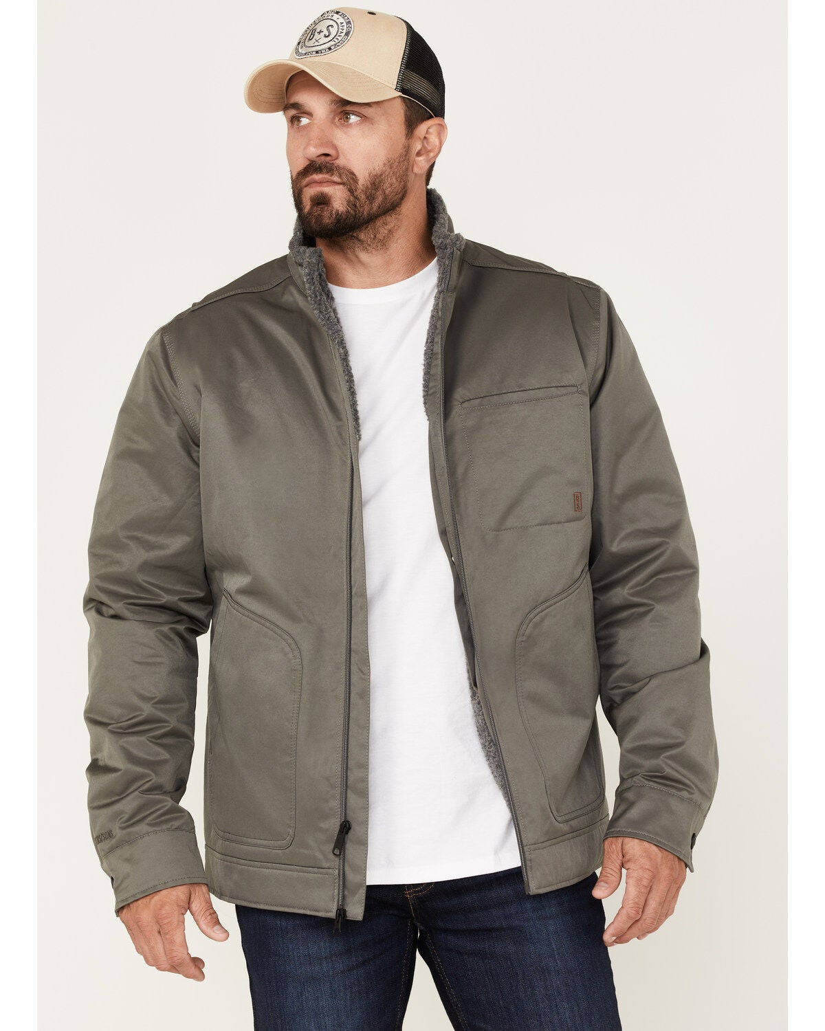 Brothers and Sons Men's Concealed Carry Sherpa Lined Jacket, Grey, hi-res