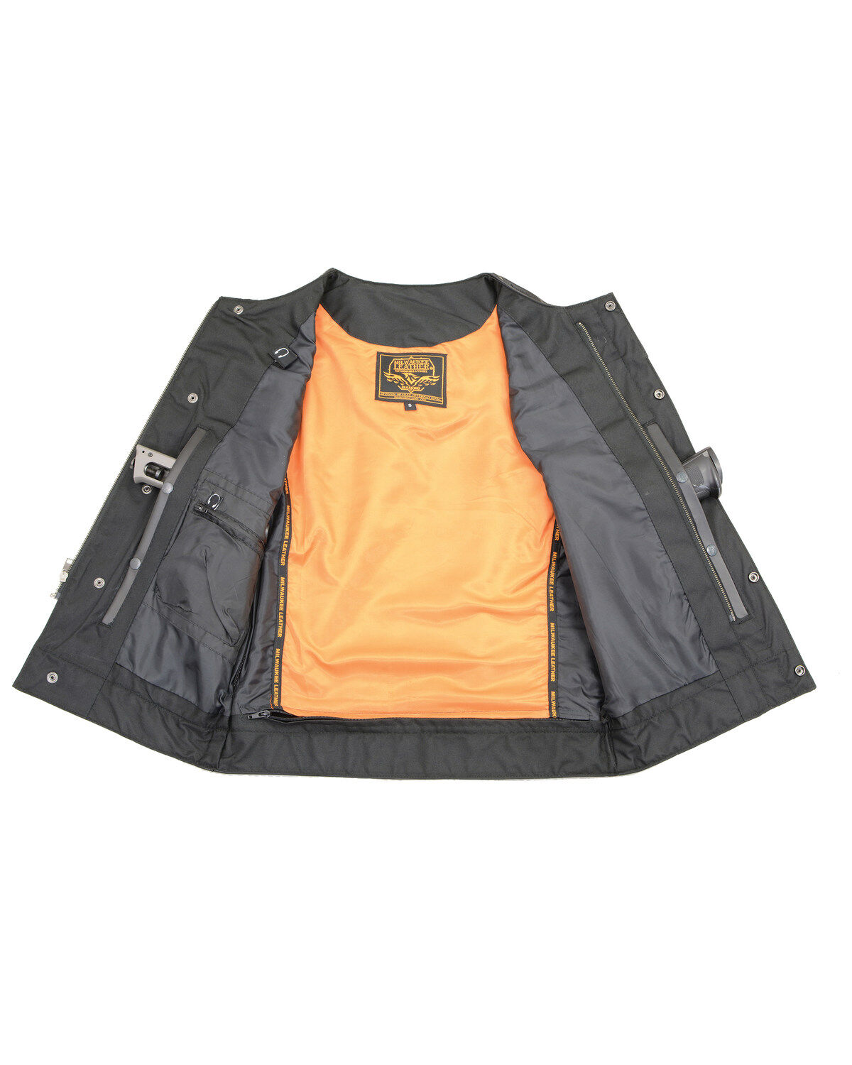 Image #3 - Milwaukee Leather Men's Cool-Tec Leather Concealed Carry Motorcycle Club Style Vest, Black, hi-res