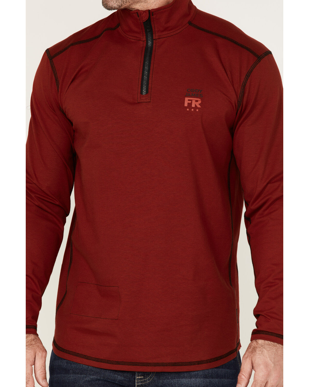 Image #3 - Cody James Men's FR Knit 1/4 Zip-Front Work Pullover, Dark Red, hi-res
