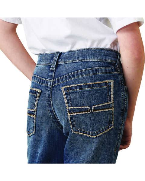 Image #5 - Ariat Boys' B4 Graysill Bootcut Nelson Stretch Jeans, Medium Blue, hi-res