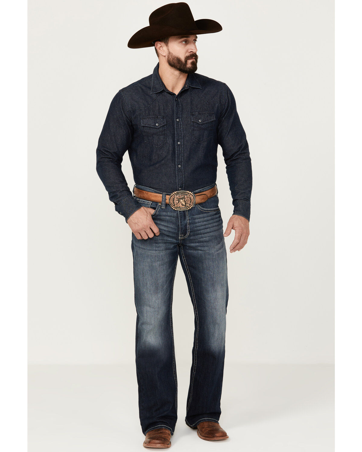 Image #1 - Cody James Men's Dark Wash Moonlight Relaxed Bootcut Stretch Denim Jeans, Dark Wash, hi-res