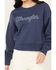 Image #3 - Wrangler Retro Boot Barn Exclusive Women's Logo Graphic Sweatshirt, Navy, hi-res