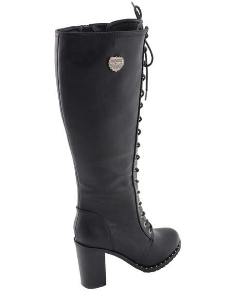 Image #8 - Milwaukee Leather Women's Lace To Toe Boots - Round Toe, Black, hi-res