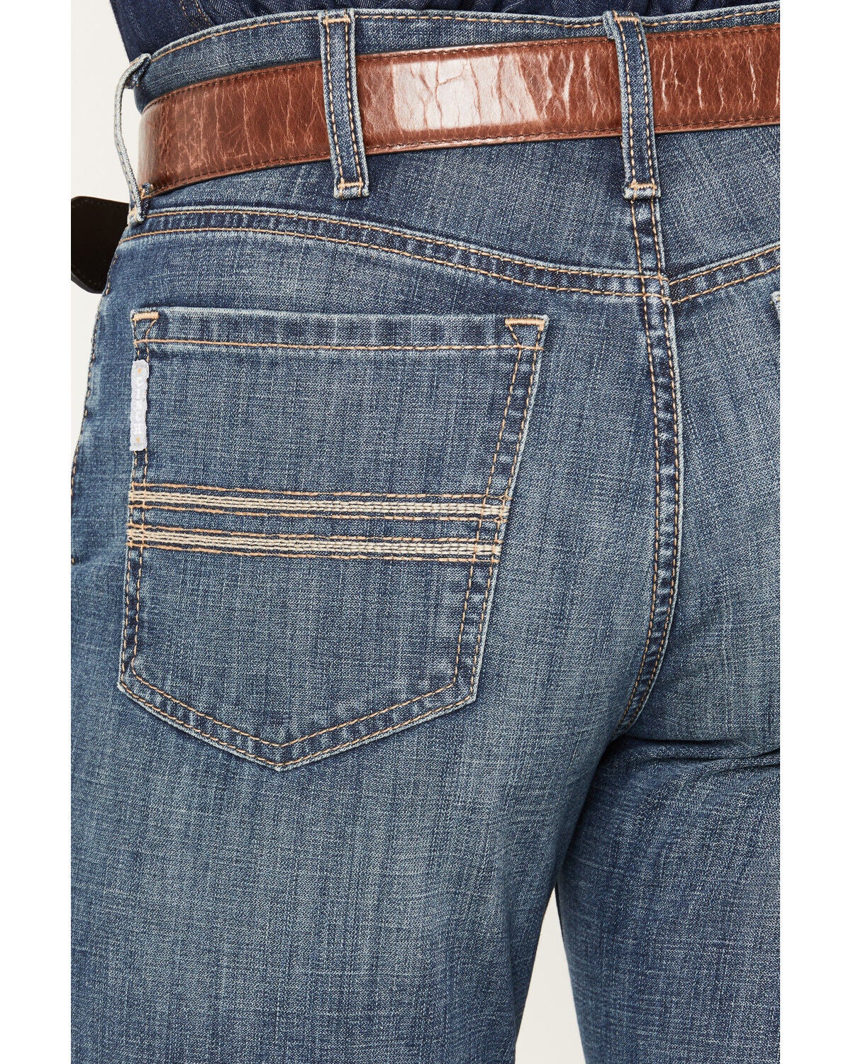 Image #4 - Cinch Men's Silver Label Medium Stonewash Slim Straight Performance Stretch Denim Jeans, Medium Wash, hi-res
