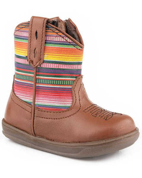 Roper Infant Girls' Cora Serape Western Boots - Round Toe, Tan, hi-res
