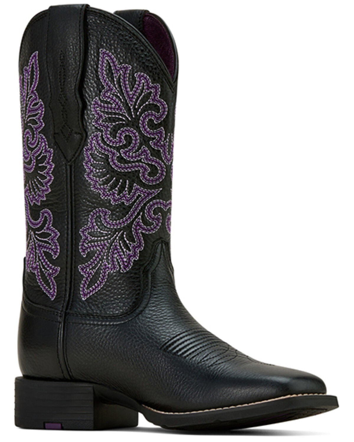Ariat Women's Round Up Western Boots - Broad Square Toe, Black, hi-res