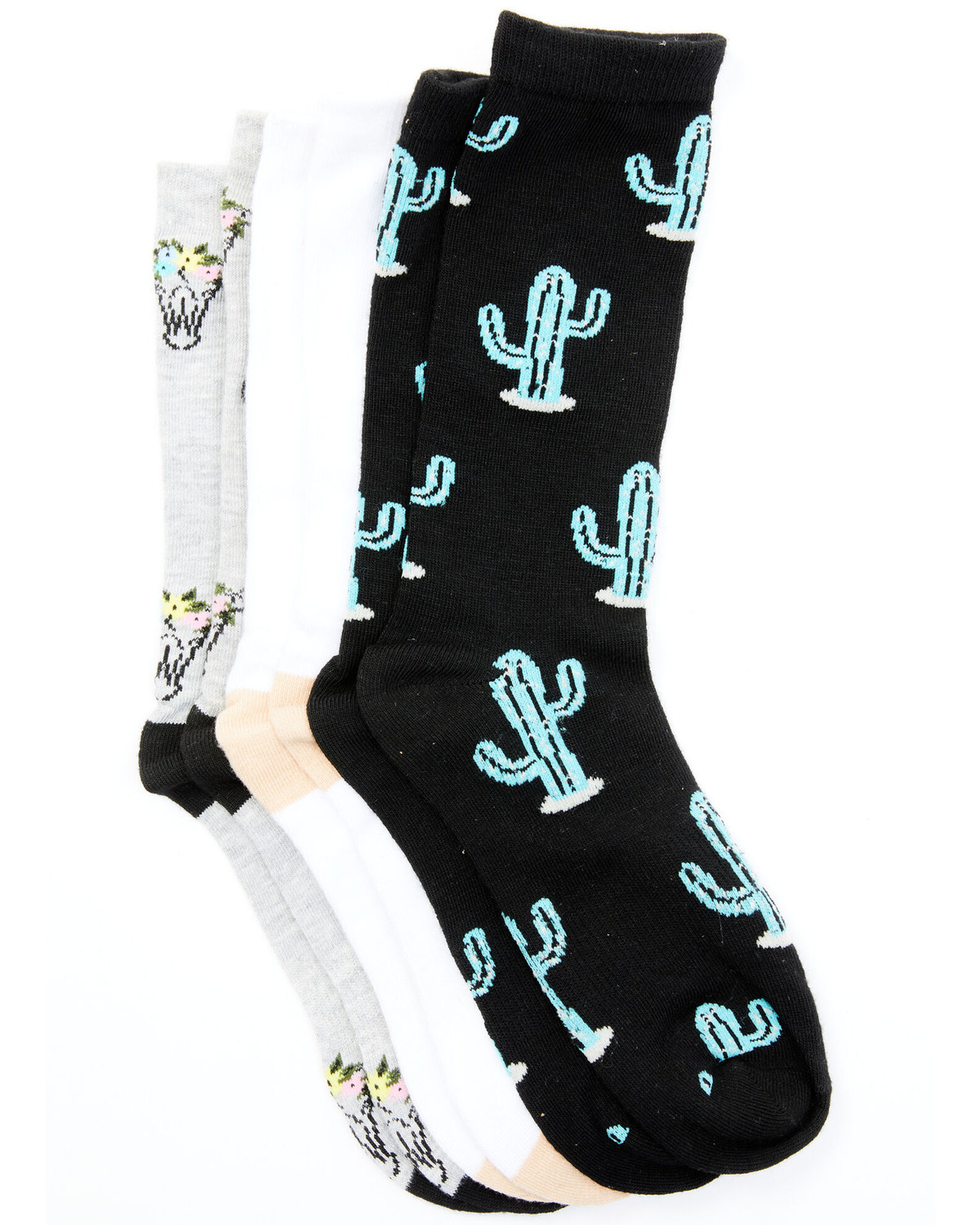 Leg Apparel Women's 3-Piece Cactus & Longhorn Sock Set
