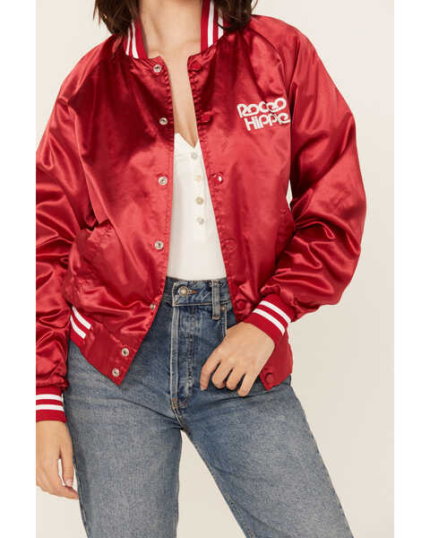Image #3 - Rodeo Hippie Women's Country Club Bomber Jacket , Red, hi-res