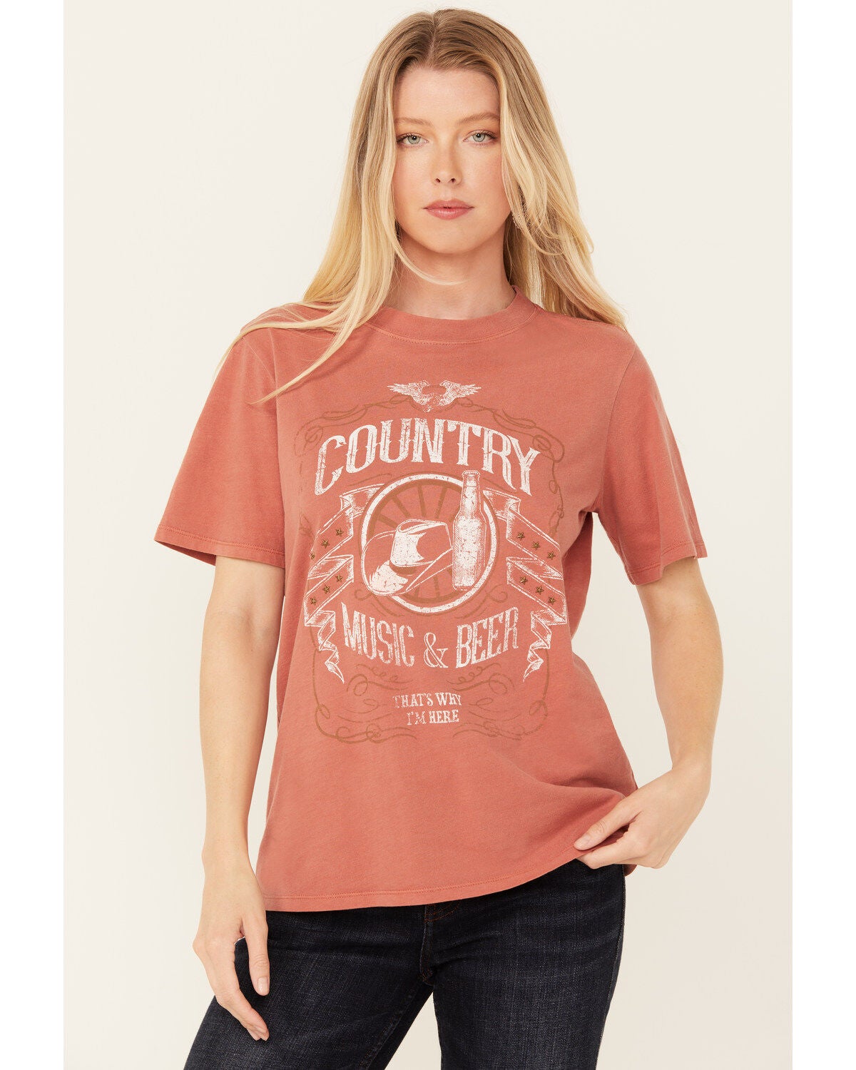 Idyllwind Women's Helen Country Music and Beer Short Sleeve Graphic Tee, Pecan, hi-res