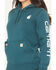 Image #3 - Carhartt Women's Relaxed Fit Midweight Logo Sleeve Graphic Hoodie, Green, hi-res