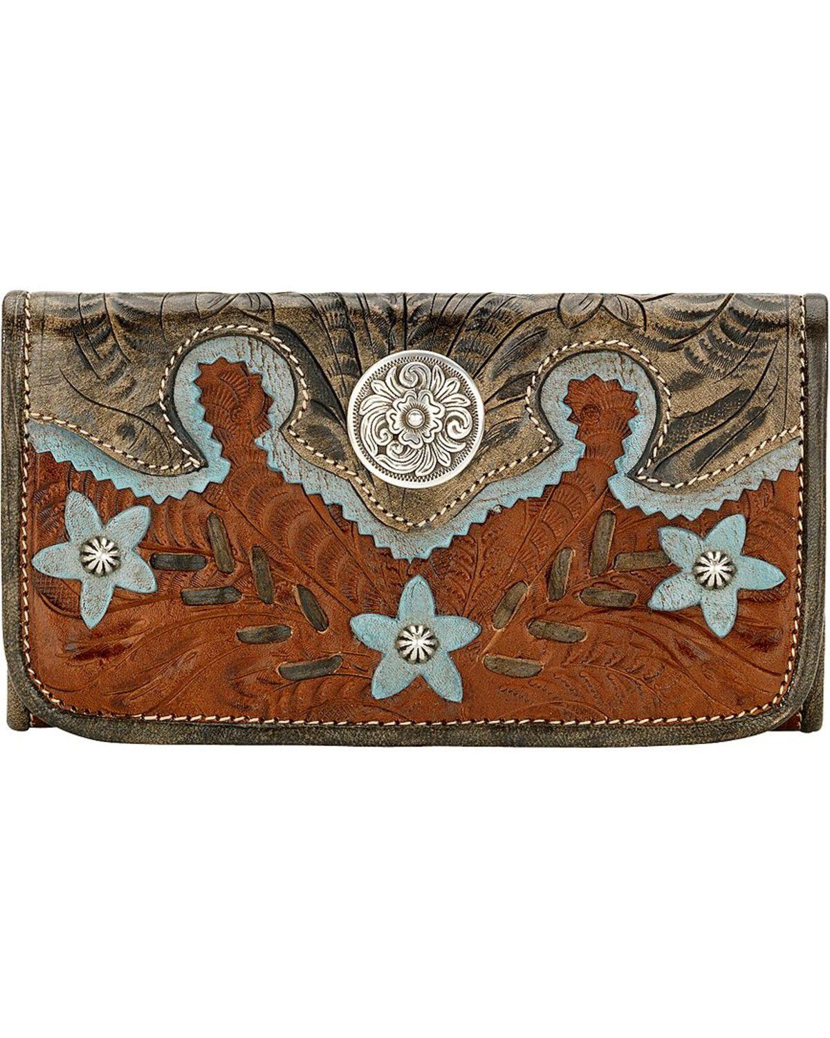 AW Desert Wildflower Tri-Fold Wallet, Brown, hi-res