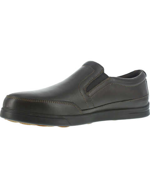 Florsheim Men's Slip-On Industrial Oxford Work Shoes - Steel Toe , Dark Brown, hi-res