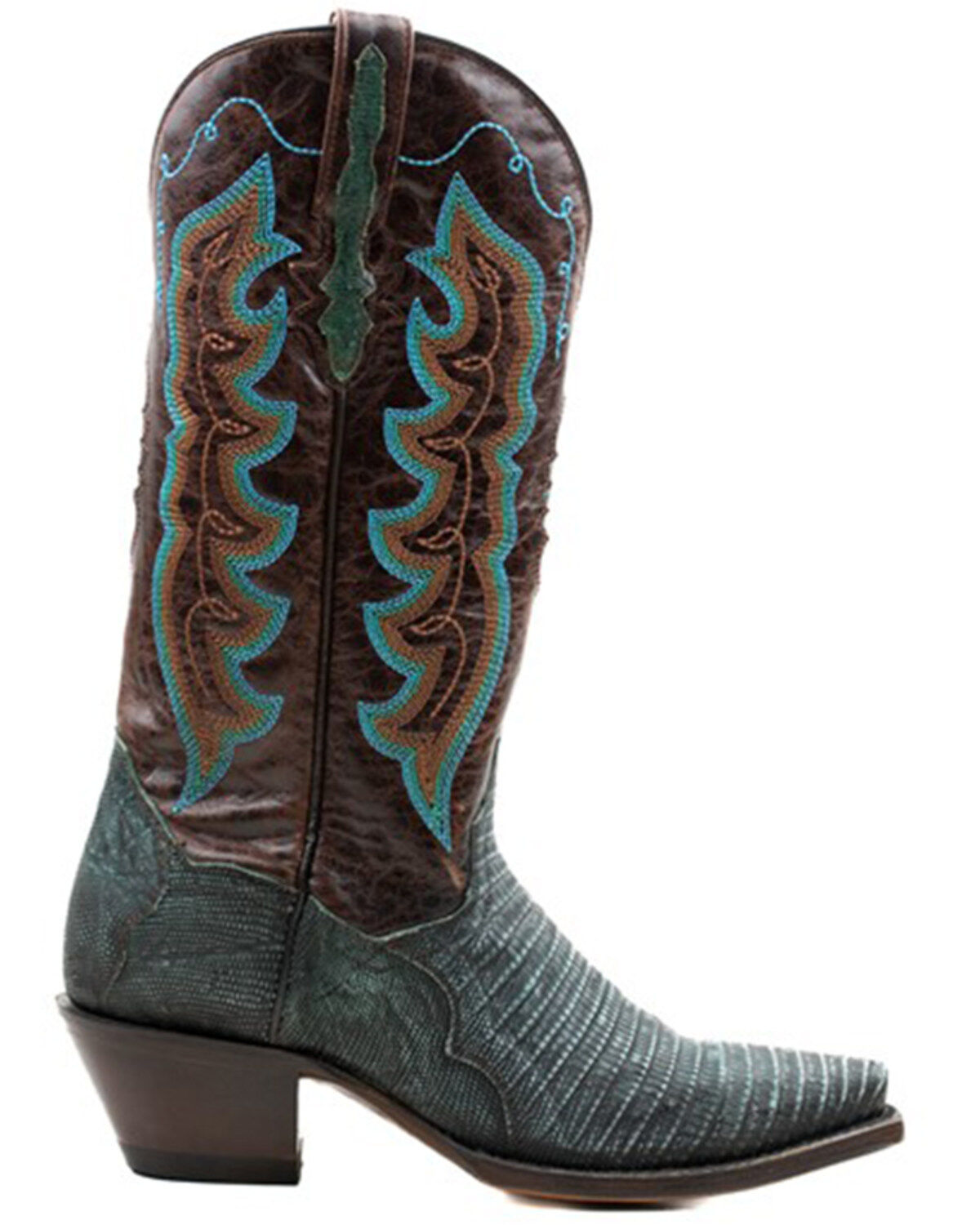 Image #2 - Dan Post Women's Rustic Exotic Lizard Western Boot - Snip Toe, Turquoise, hi-res