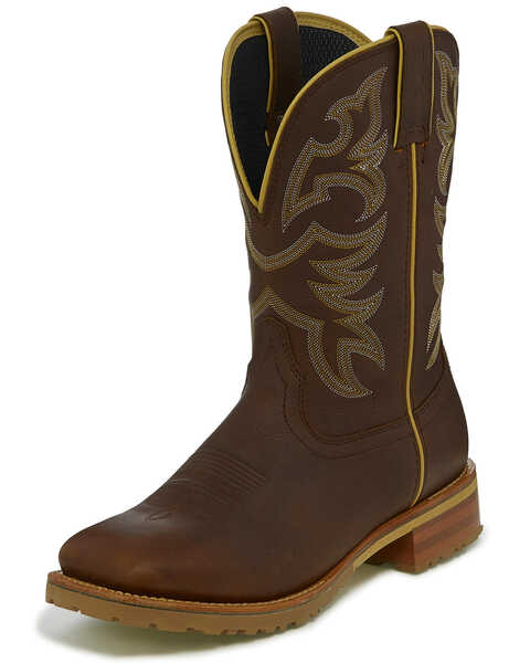 Image #2 - Justin Men's Marshal Whiskey Western Work Boots - Square Toe, Cognac, hi-res