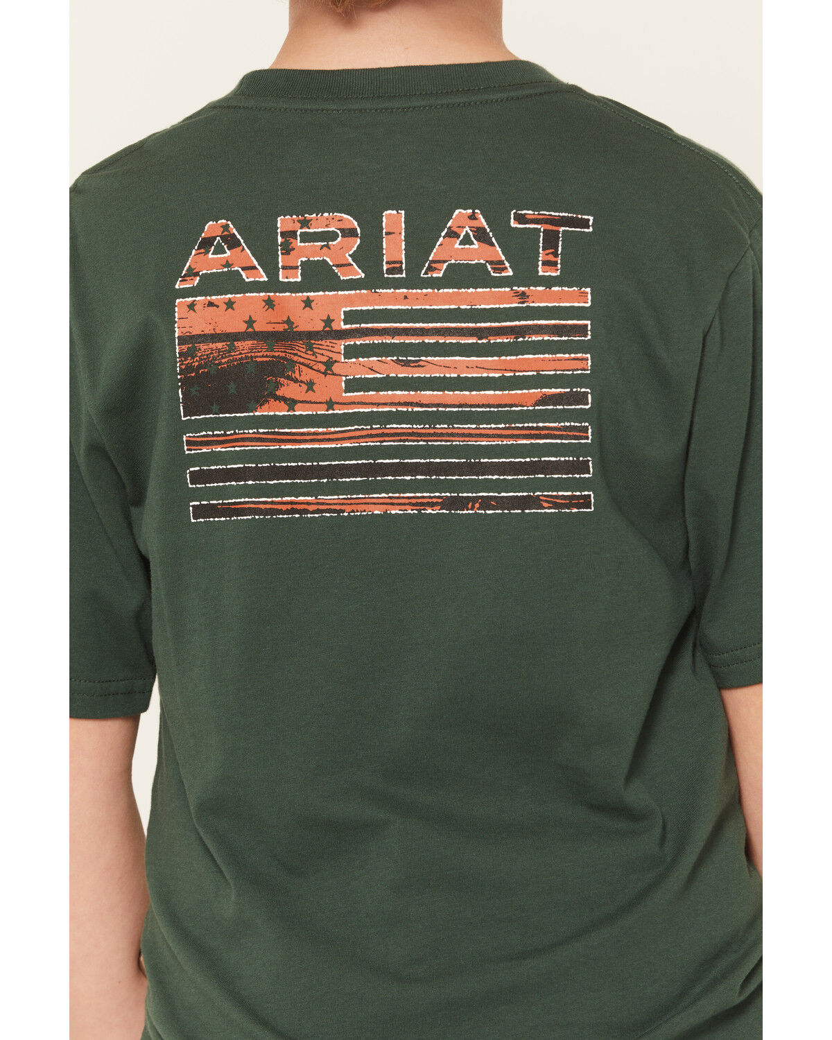 Image #4 - Ariat Boys' Flag Logo Short Sleeve Graphic T-Shirt, Green, hi-res