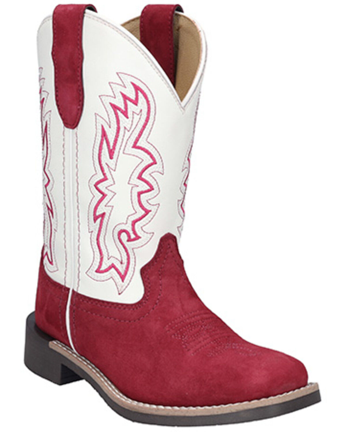 Image #1 - Smoky Mountain Girls' Cassidy Western Boots - Broad Square Toe, Red, hi-res