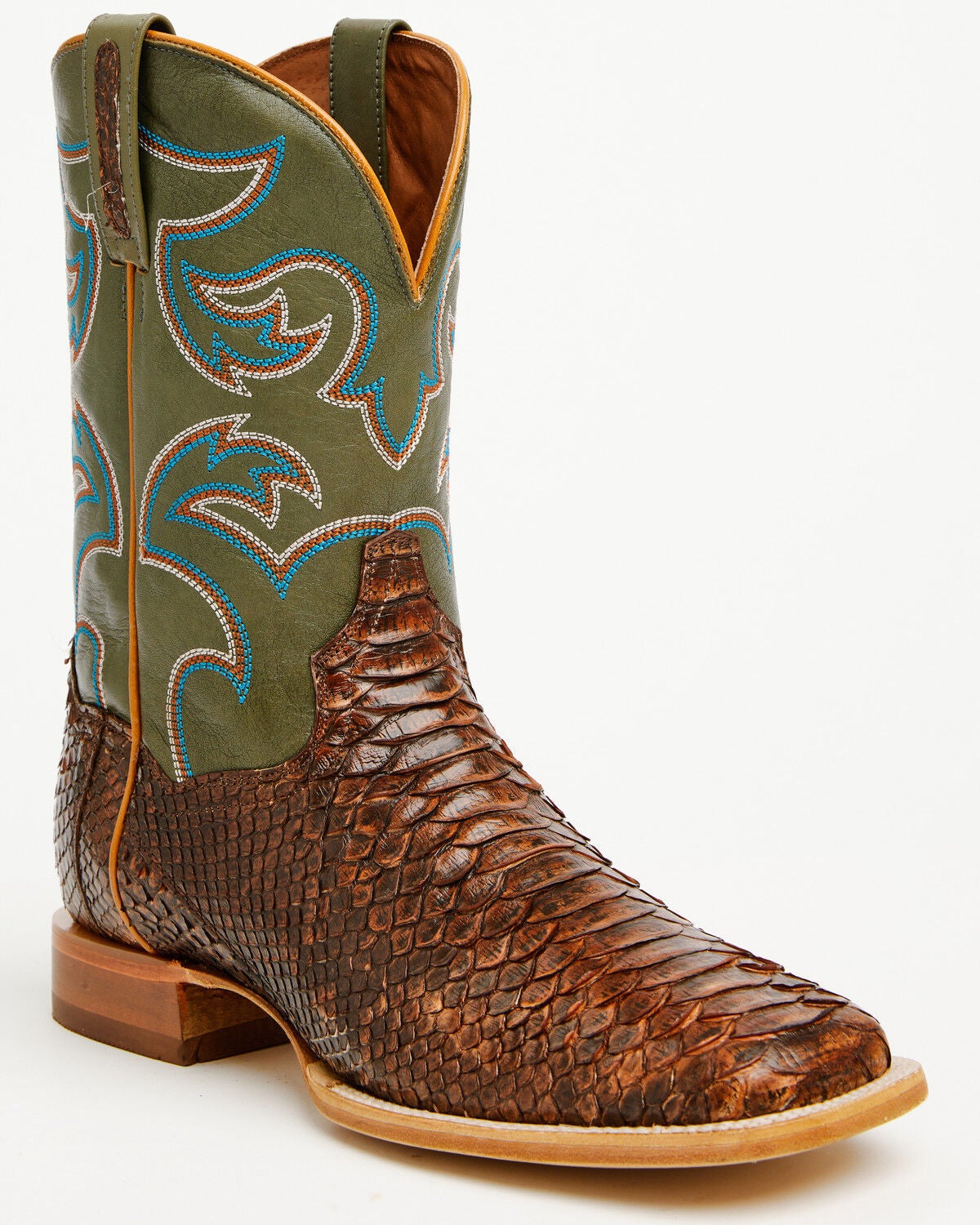 Dan Post Men's Exotic Python Belly Western Boots - Broad Square Toe, Brown, hi-res