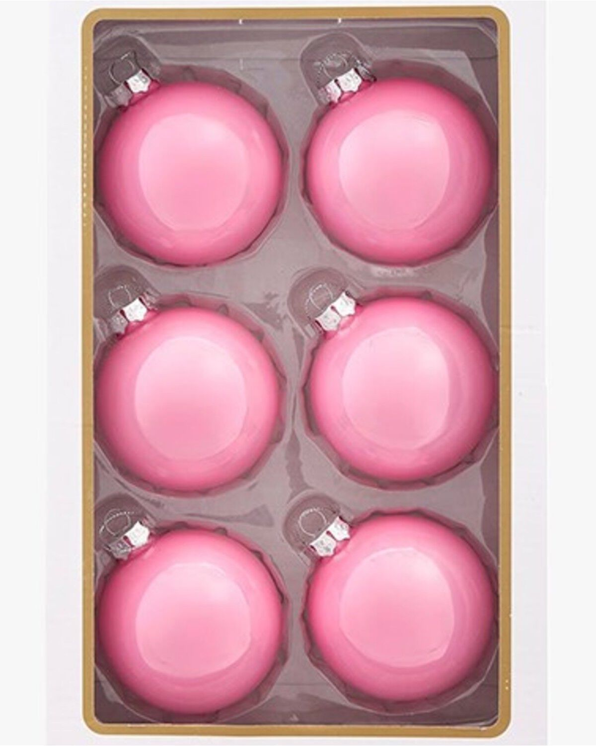 Kurt Adler 80MM Glass Pearlized Pink Ball Ornaments - 6 Piece, Pink, hi-res