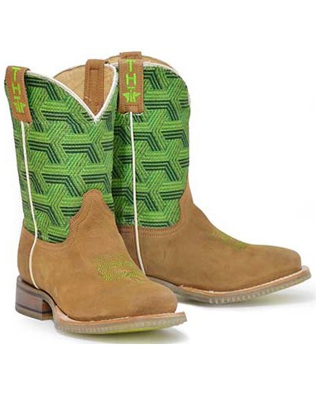 Tin Haul Boys' Geo 3D Western Boots - Square Toe, Brown, hi-res