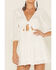 Lush Women's Tie Front Cutout Tiered Long Sleeve Dress, White, hi-res