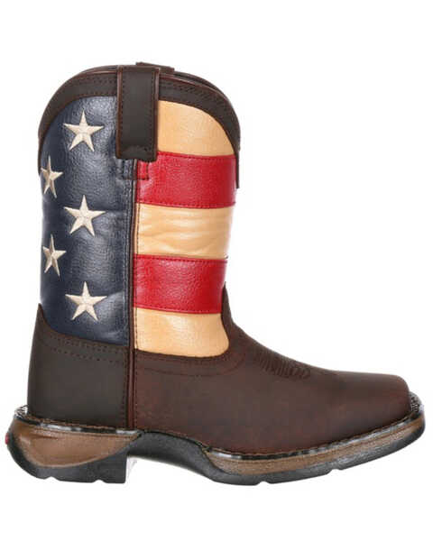 Image #2 - Durango Girls' Lil Rebel Big Kids' Flag Western Boots - Broad Square Toe, Dark Brown, hi-res
