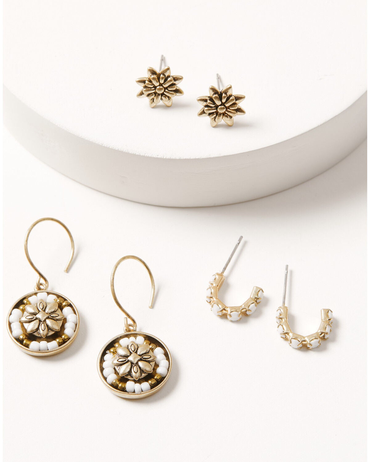 Lainey Wilson Women's Beaded Earring Set - 3 Piece, Gold, hi-res