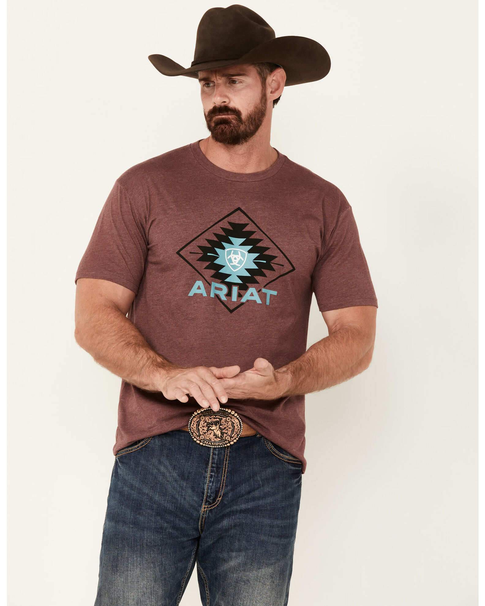 Image #1 - Ariat Men's Southwestern Print Short Sleeve Graphic T-Shirt, , hi-res