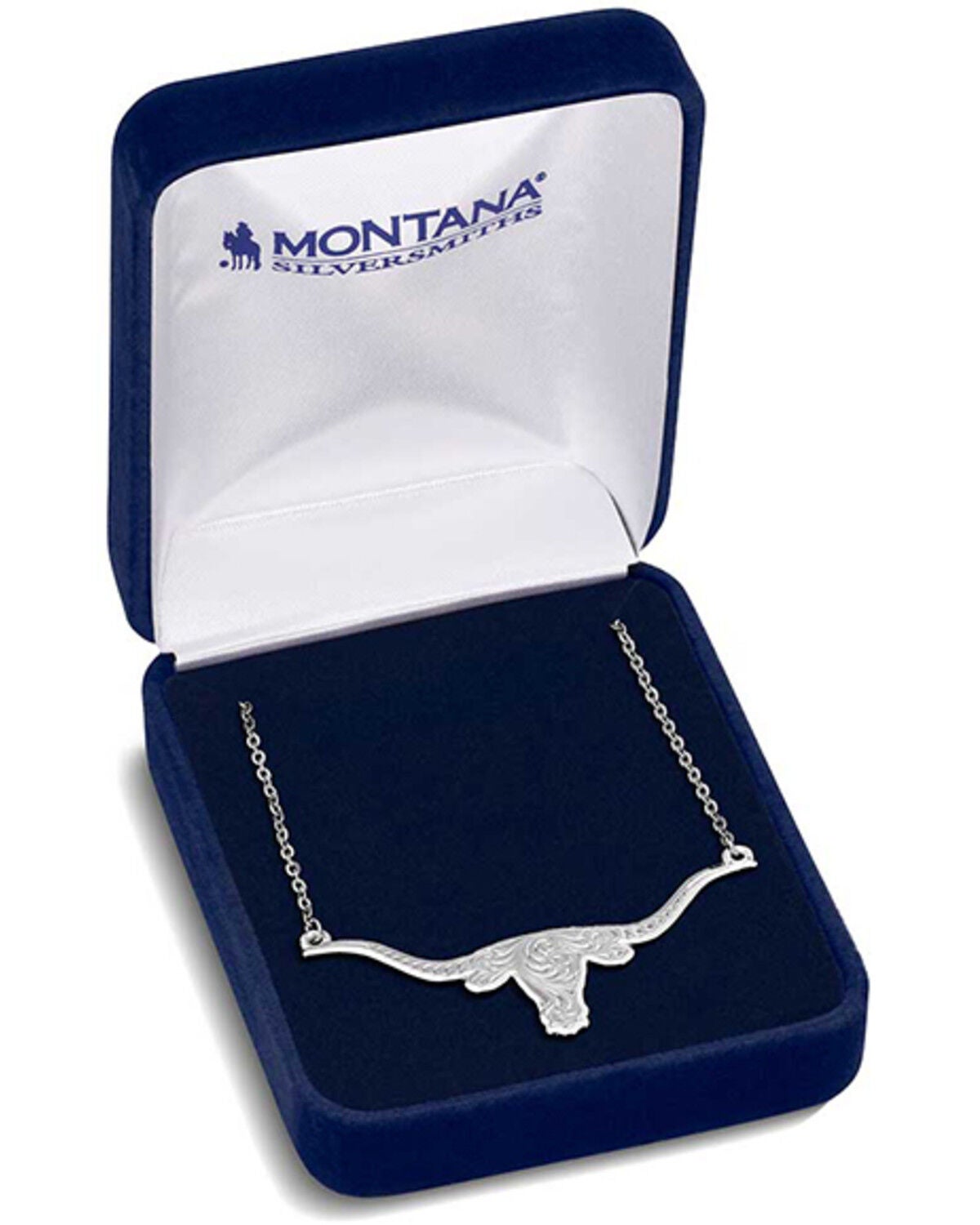 Image #3 - Montana Silversmiths Women's Out West Longhorn Necklace, Silver, hi-res