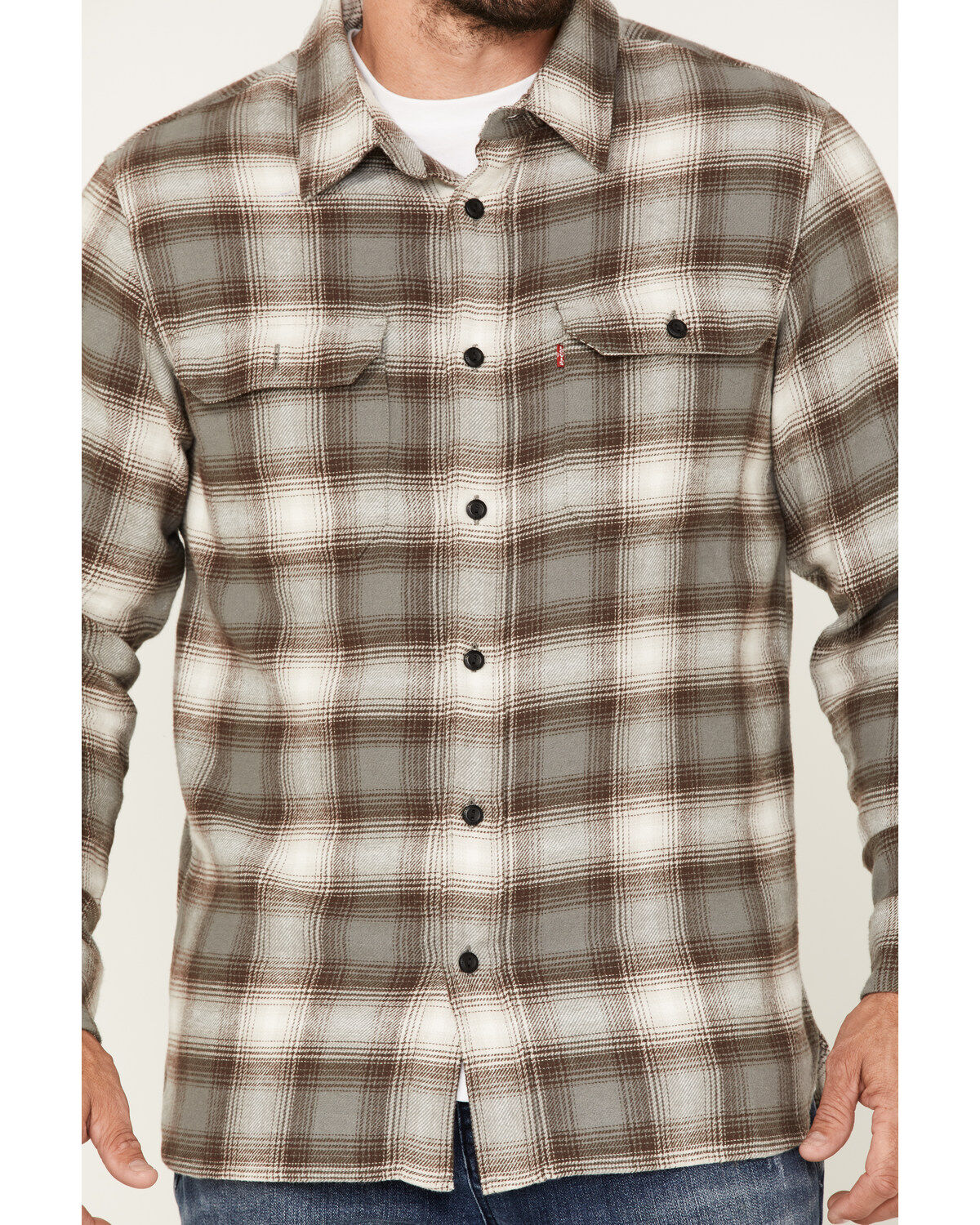 Image #3 - Levi's Men's Classic Worker Plaid Long Sleeve Button-Down Flannel Shirt, Grey, hi-res