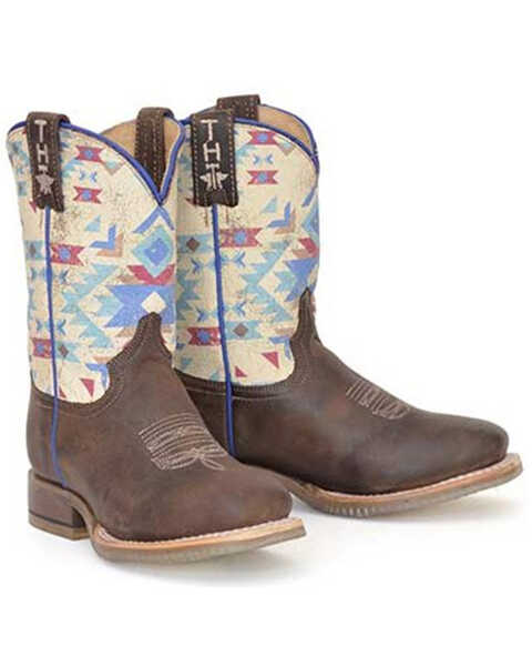 Tin Haul Boys' Geronimo Western Boots - Broad Square Toe, Tan, hi-res