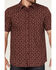 Image #3 - Gibson Men's Tribal Meeting Geo Print Short Sleeve Button Down Western Shirt, Burgundy, hi-res