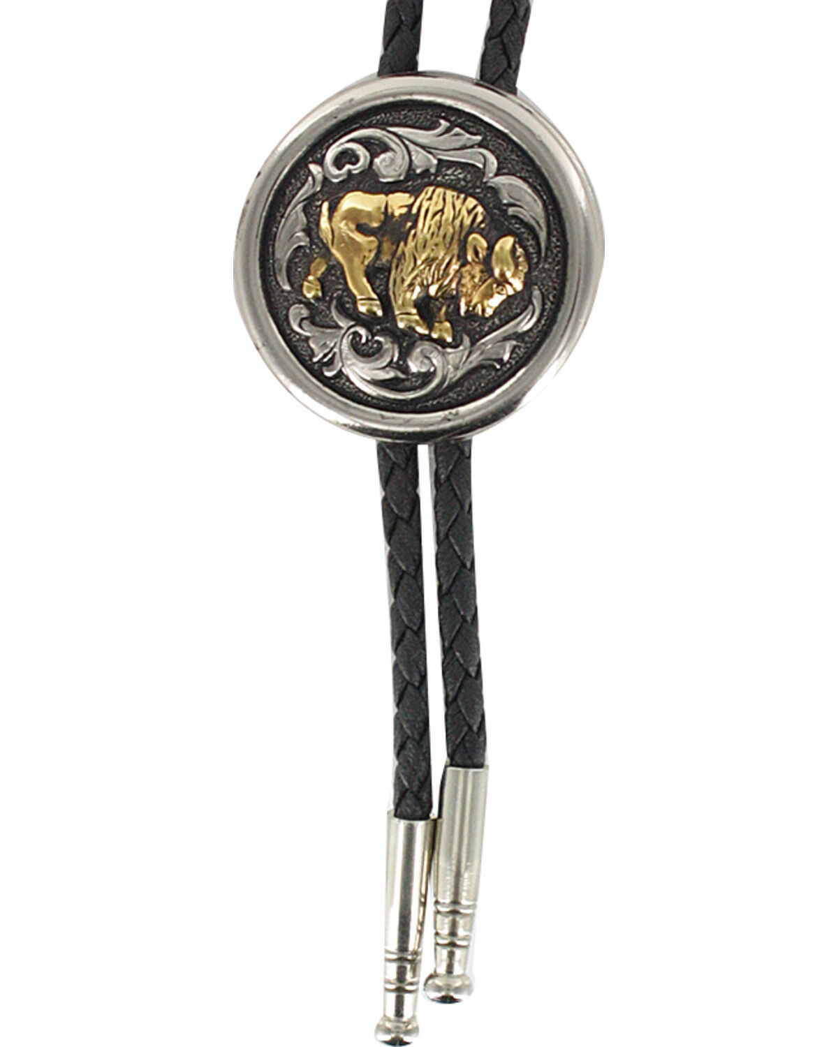 Image #2 - Cody James® Men's Bison Bolo Tie, Silver, hi-res
