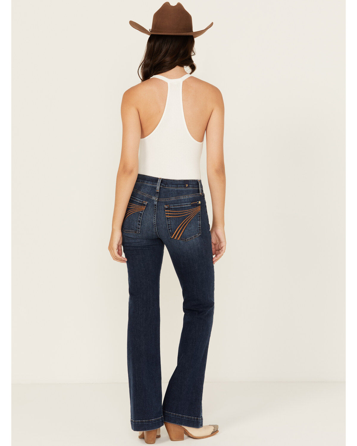 7 For All Mankind Women's High Wave Dark Wash Mid Rise