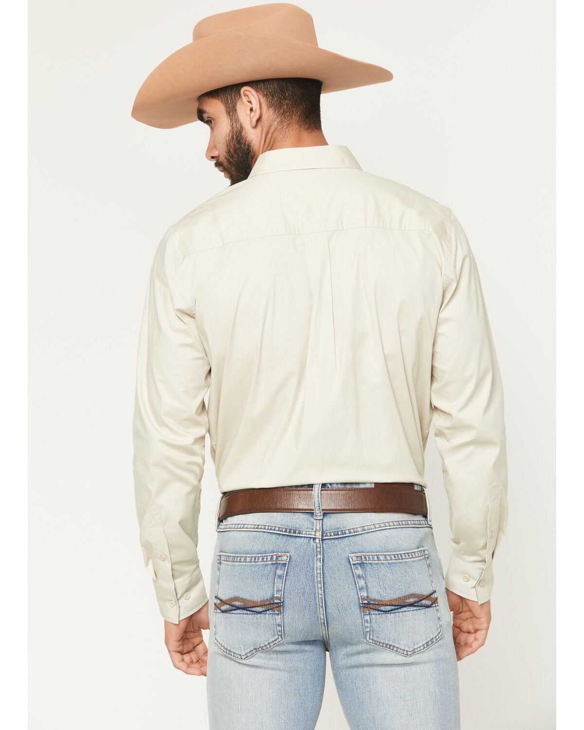 Image #4 - RANK 45® Men's Olympic Southwestern Border Long Sleeve Button-Down Stretch Western Shirt, Tan, hi-res
