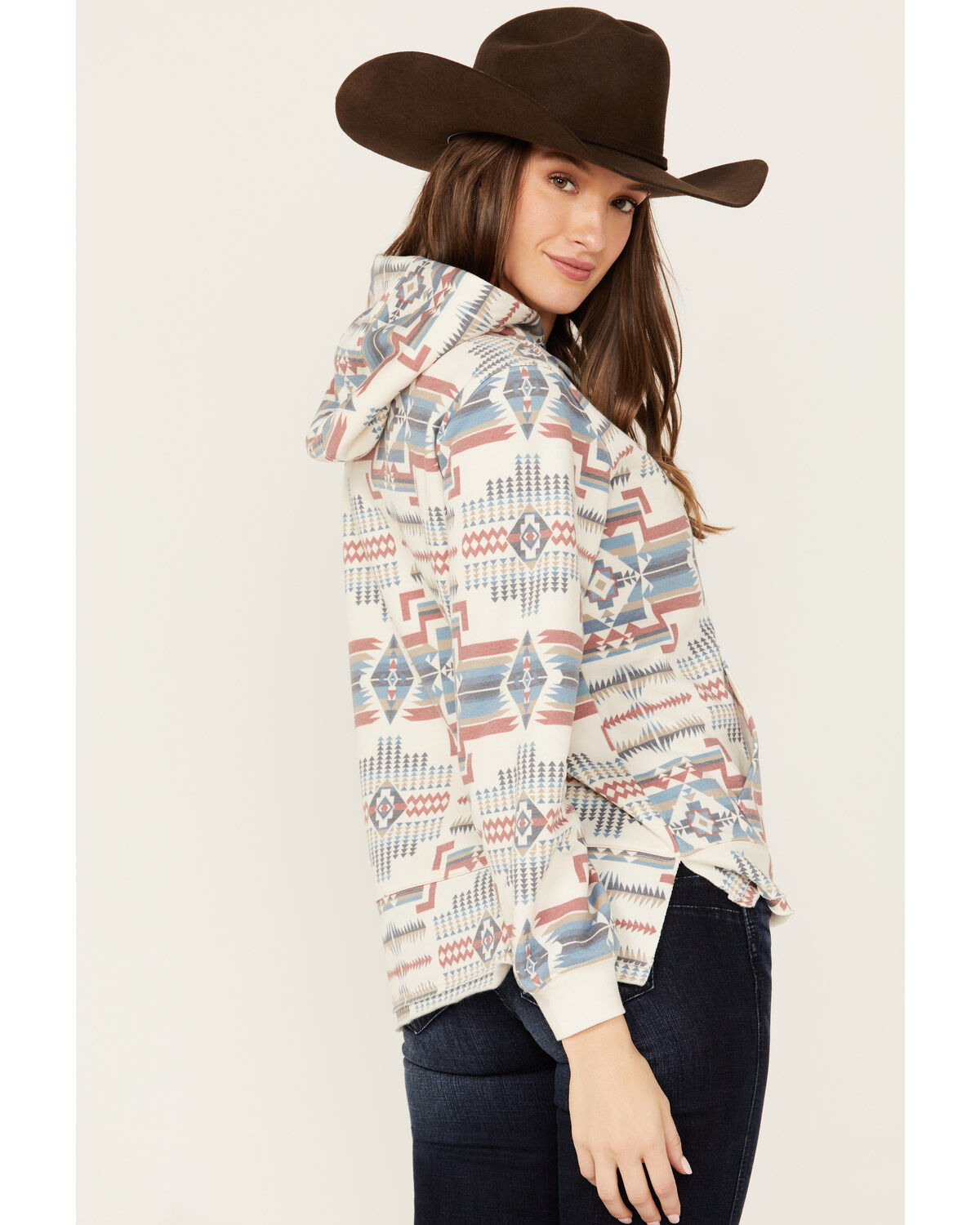 Image #4 - Shyanne Women's Big Horn Southwestern Print Hoodie, Cream, hi-res