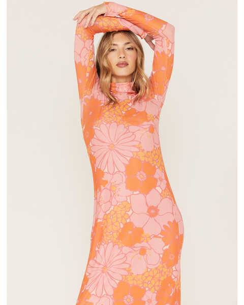 Show Me Your Mumu Women's Daphne Floral Print Mesh Turtleneck Dress, Pink, hi-res