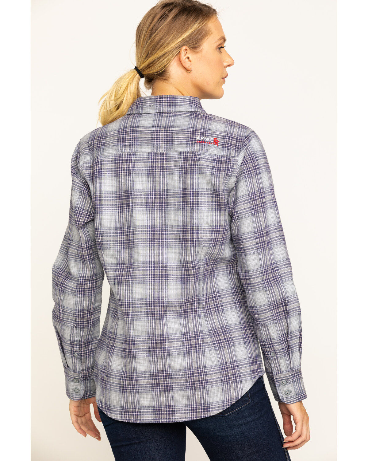 Image #2 - Ariat Women's Boot Barn Exclusive FR Abigail Plaid Print Long Sleeve Work Shirt, , hi-res