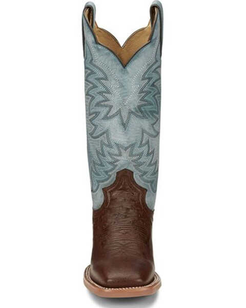 Image #4 - Justin Women's Ralston Exotic Smooth Ostrich Skin Western Boots - Broad Square Toe, Chocolate, hi-res