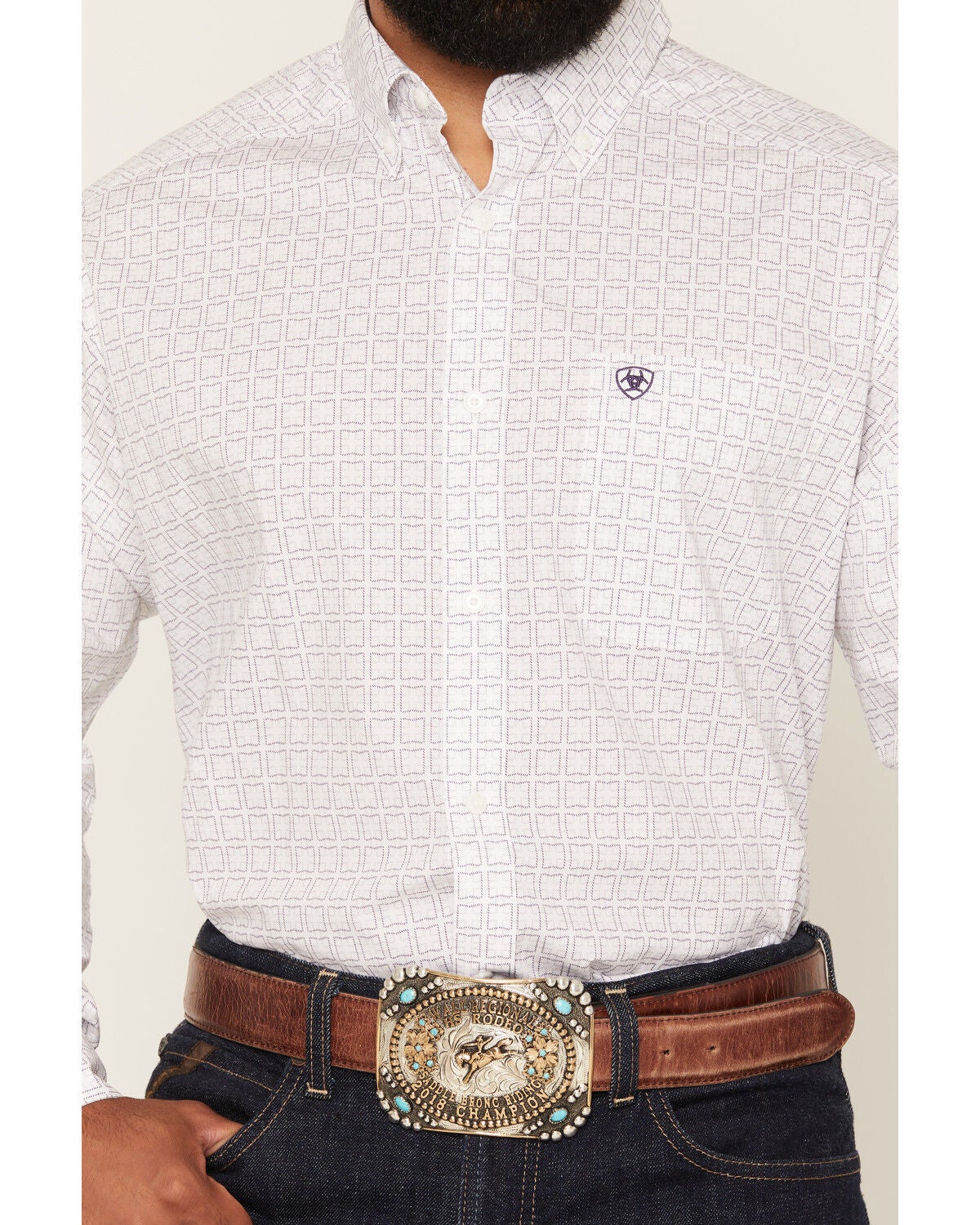 Image #3 - Ariat Men's Pace Geo Print Long Sleeve Button-Down Western Shirt - Tall, White, hi-res